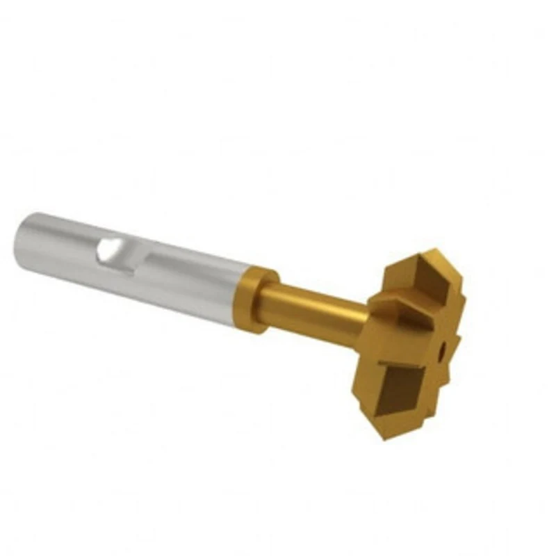 Made in USA 3/4 3/4 Cut Diam, 1/4 Cut Width, 3/8 Shank, High Speed Steel Double-Angle Cutter TiN Finish, 2-7/16 OAL, ...